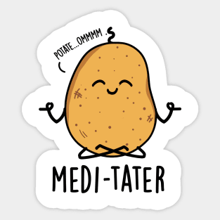 Medi-tate Cute Meditating Potato Pun Sticker